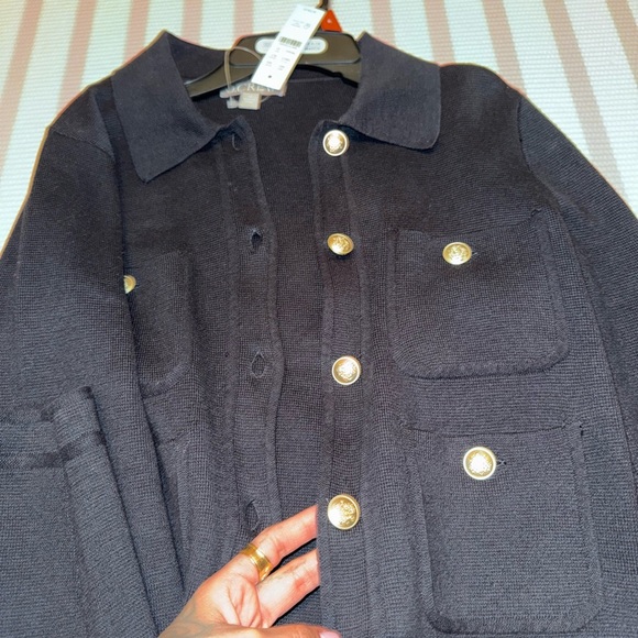 J. Crew Black Cardigan with Gold Buttons - Picture 6 of 6